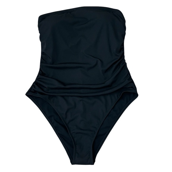 Shade Shore Black Strapless Ruched Tummy Control One-Piece Swimsuit Large - Picture 6 of 7